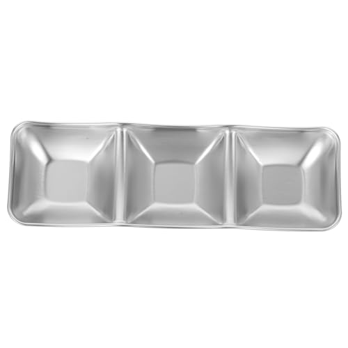 KICHOUSE Seasoning Saucer Sauce Dipping Plates Condiment Tray Snack Containers Dipping Bowl Condiment Dish Soy Sauce Dish Appetizer Plates Seasoning Sauce Plate Stainless Steel Silver