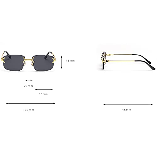 Image of Gradient Lens Metal Sunglasses Rimless Square Blue UV400 Brown Women Frameless