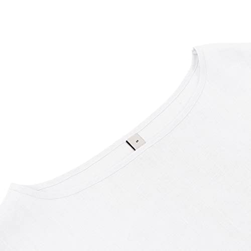 Amazhiyu Womens 100% Linen Casual Cap Sleeve Tops Basic Summer Loose Fit Blouse4