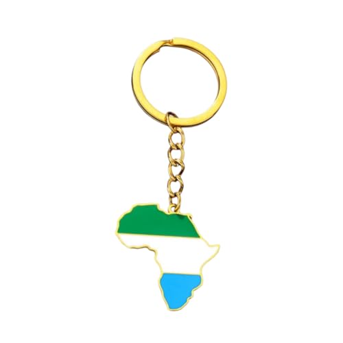 LUTAKU Porte-clés carte africaine 44 styles – Acier inoxydable doré émaillé National Pride accessoire femmes hommes porte-clés sacs porte-clés sœurs frères cadeaux d'anniversaire, Sierra Leone