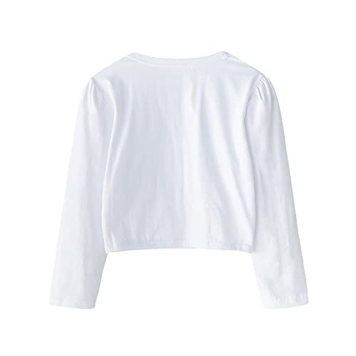 Little Girls' Long Short Sleeve Lace Bolero Cardigan Shrug Dress Cover up 2-9 Years, White , 2-3T2