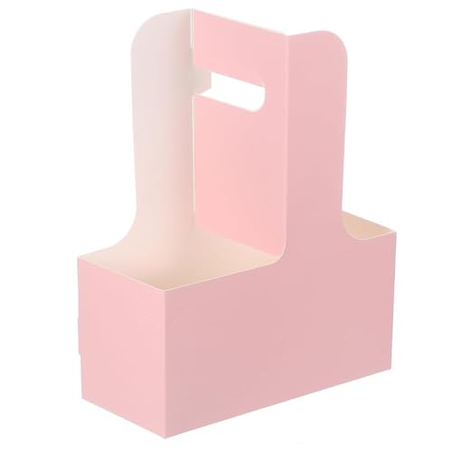 Takelablaze 2 Cup Carrier Disposable Drink Carrier Kraft Drink Carrier with Handles Cafe and Restaurant Food Service Delivery Cup Carrier Coffee Cup Holder for Drinks Takeout, Pack of 20, Pink
