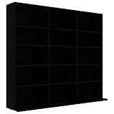 vidaXL Armoire à CD Bibliothèque Etagère de Rangement Etagère à DVD Livres avec 15 Compartiments Bureau Noir 102x23x89,5 cm Aggloméré
