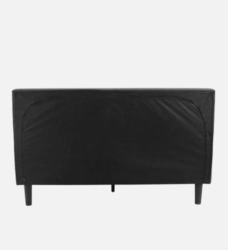 Image of Mintwud Pepperfry Upholstered Queen Size Bed Without Storage for Bedroom Furniture Solid Wood Fabric Bed Wooden Double Bed Cot Palang for Home Living Room and Hotels (Black Finish)