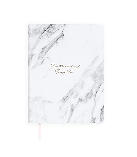 Agenda Anual 2022 Flex - Marble - Semana Vista - Tamaño A5 - 15 x 20 cm - Idioma: Español-Inglés - Incluye pegatinas y cinta de registro - Takenote Agendas