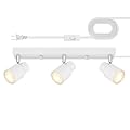 Plug-in Track Lighting LED, Track Light Fixtures Ceiling, White 3-Light Ceiling Lights for Kitchen, 3 Way Spotlight with Cord, Rotatable Wall Mount Light Head for Bedroom Hallway, Bulb Not Included