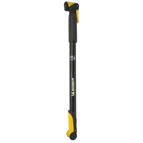 MICHELIN - Pompe à vélo 48cm - Pression Max 8 bar/120 PSI - Aluminium - Compatible valves Schrader et Presta - Tube rétractable 45 cm - Compacte et Facile...
