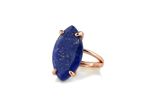 Bague en lapis lazuli en or rose 14k au design d'exception féminin