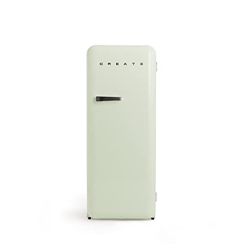 CREATE / RETRO FRIDGE 150 BLACK/Frigorífico verde pastel maneta negra con congelador 281L / 102W, bajo consumo, diseño vintage, 150cm, 3 estantes, regulador temperatura, botellero, 60x60x150cm
