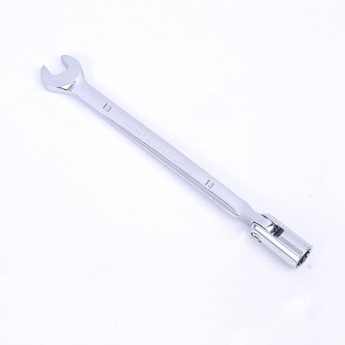 Leliafleury 13 mm Flexible Head Socket Wrench Combination Socket Spanner Chrome Vanadium Steel Metric Spanner Swivel Head and Fixed Open End Ratcheting Wrench Tool for Car Repair