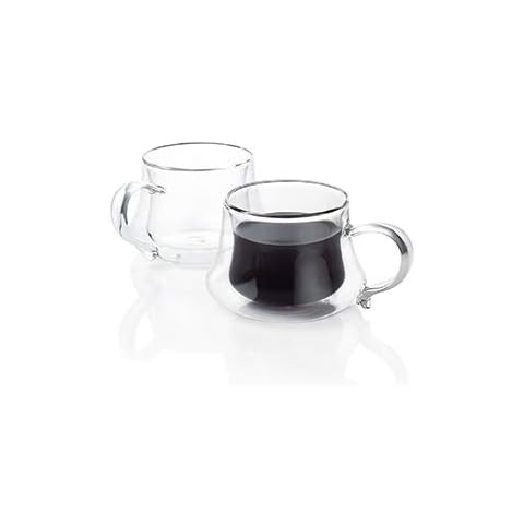 vevouk Set of 2 Double Wall Reusable Thermal Glass Coffee Cups, Transparent Heat Resistant Espresso Cups with Handles for Tea Milk Cappuccino Milk Juice (220ml) Cover