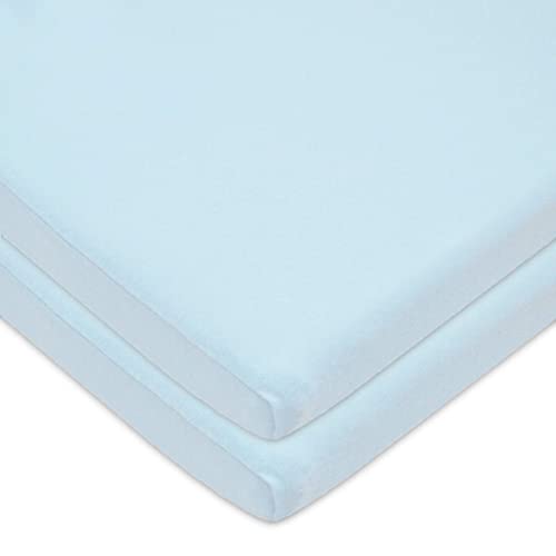 Image of American Baby Company 2 Pack 100% Natural Cotton Fitted Cradle /Bassinet Sheets 36 inch x 18 inch - Soft, Breathable & Hypoallergenic Bed Sheets, Blue, Neutral for Boys & Girls