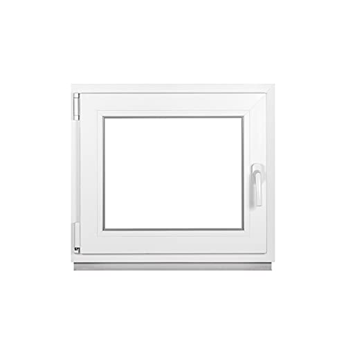 Framex Premium Kellerfenster - Kunststofffenster Weiß BxH 600 x 500 mm - Garagenfenster/Gartenhaus Fenster BxH 60 x 50 cm 2-fach Verglast - Din Links-Funktion Dreh Kipp Fenster-Alle Größen