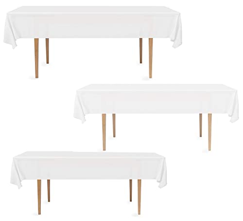 EASYLAVIE 3pc Nappe Blanche Jetable Rectangulaire 173X138cm pour Fête Buffet Anniversaire (Blanche 3pcs)