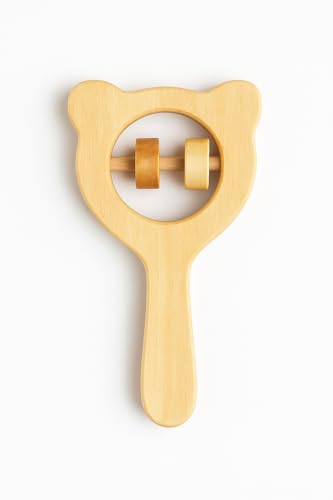 Image of Shark Doo Doo Neem Wood Baby Teether Rattle | Organic & Handcrafted | Chemical-Free, Paint-Free, Antibacterial Teething Toy for Babies