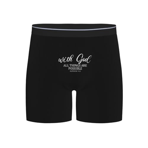 With God All Things are Possible Men's Breathable Boxer Briefs Lightweight Underwear,