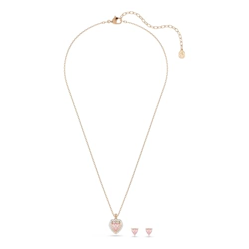 Swarovski One set, Heart cut, Pavé, Heart, Pink, Mixed metal finish by Swarovski - Image 2