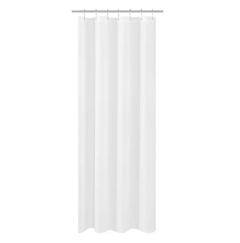 Image of N&Y HOME Small Fabric Shower Curtain Liner for Long Stall Size 36 x 78 inches,Hotel Quality, Washable, White Narrow Bathroom Curtains with Grommets, 36x78