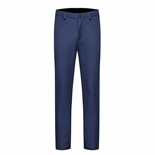 Mens Formal Dress Pants Slim Cut Straight Fit Business Suit Pants Plus Size Premium Comfy Wrinkle-Free Solid Slacks