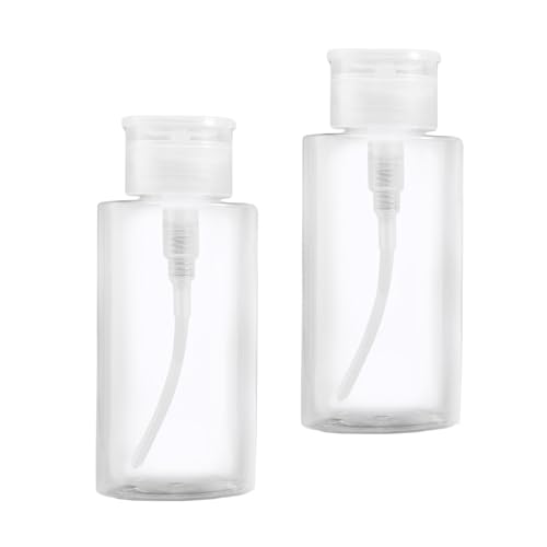 2 Piezas Dispensadores de Bomba Removedor de Esmalte de Uñas, Plástico Vacía de Transparente Removedor Botella Líquido, 120ml Rellenable Contenedor de Quitaesmaltes para Maquillaje
