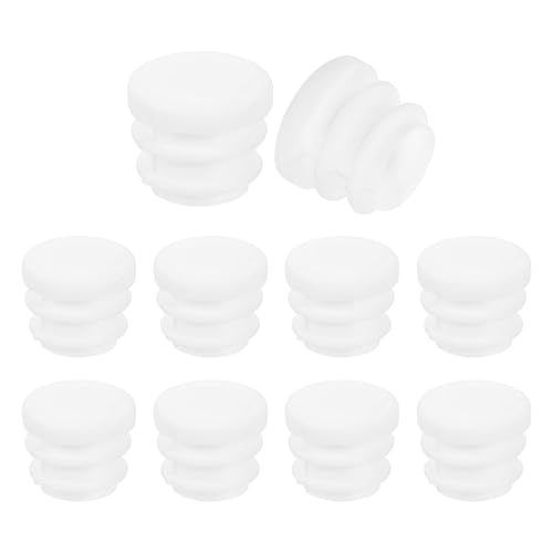 sourcing map 10 tapones redondos de plástico, tapones de tapa de extremo de tubo, 15 mm, inserto de tubería de patas de muebles, protección deslizante para silla, sofá, mesa, estante, color blanco