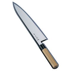 Amazon｜正本総本店 本霞・玉白鋼 水牛柄牛刀(両刃) 33㎝ 刀身:玉白鋼