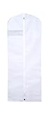L-Pack White 60in Premium Quality Breathable Garment Bags for Suits and Dresses, Durable Garment Covers for Travel and Storage, Perfect for Home and Trip Use (1 Pack)