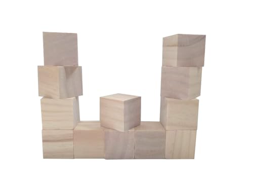 OMUFBTO 12 Pcs Natural Unfinished Craft Cubos de Madeira 1,5