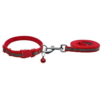 SI Pet Mart Reflective Leash Collar for Puppy Set with Bell for Cats and Dogs 10mm, Colour May Vary