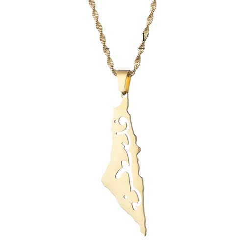 925 Sterling Silver & 14K Yellow Gold Palestine Map Necklaces - Men's & Women's Pendants by Generic - Used condition - Image 4