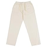 JEsilunmaMY Mens Linen Casual Pants Drawstring Elastic Waist Yoga Pants with Pockets Lightweight Summer Beach Loose Trousers (Khaki,Large)