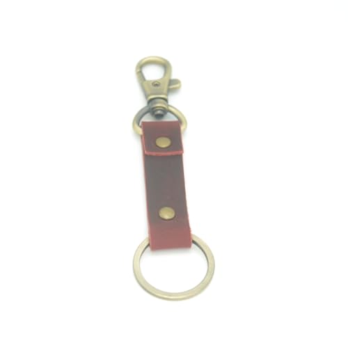Image of JJNUSA Genuine Leather Keychain Walnut Leather Key Holder Mens Belt Key Chain Ring Fob