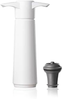 Vacu Vin Wine Saver Original White with 1 Vacuum Stopper – White Wine Preserver Pump for Bottles – Airtight Seal Keeps Wine Fresh – Manual Air Remover – Reusable Bottle Stoppers Included