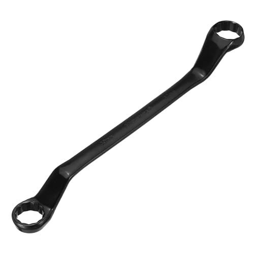 sourcing map 45 Degree Offset Box End Wrench 30mm x 32mm Metric 12 Point Chrome Vanadium Steel Double Box Wrenches Long Industrial Grade Torx Box Wrench Repair Tool, Black