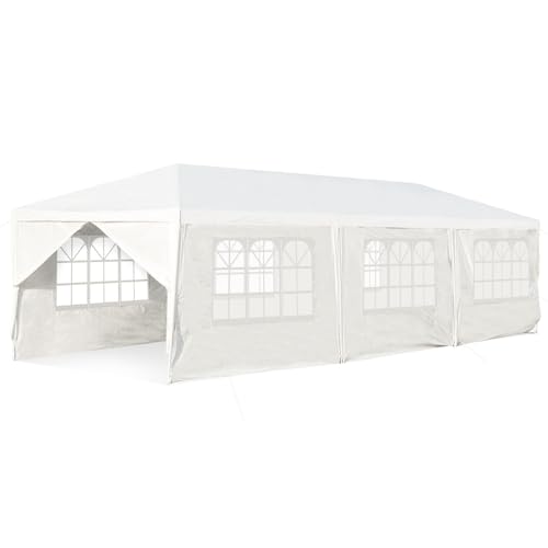 COSTWAY Pavillon 3x9m, Gartenpavillon mit 8 abnehmbaren...