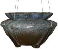 Light Blue and Moss Green Hanging Ruffle Shaped Self Watering Planter, 7.5" Diameter Opening