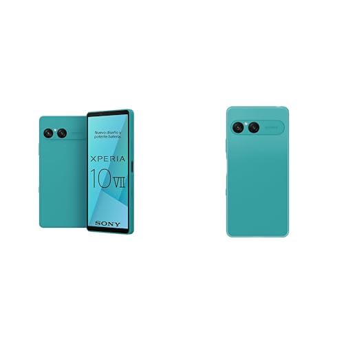 Xperia 10 VII – 6.1" 19.5:9 OLED display with 120 Hz, 5,000 mAh battery, 16 mm ultra-wide-angle lens, 3.5 mm audio jack, Android 15, IP65/68, turquoise + Cover