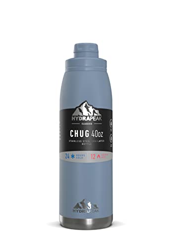 Hydrapeak 40 Oz Insulated Water Bottle With Chug Lid - Leak Proof And Spill Proof Double Walled Vacuum Insulated Stainless Steel Water Bottles, Cold For 24 Hours | Hot For 12 Hours (Modern Blue) #TOP16