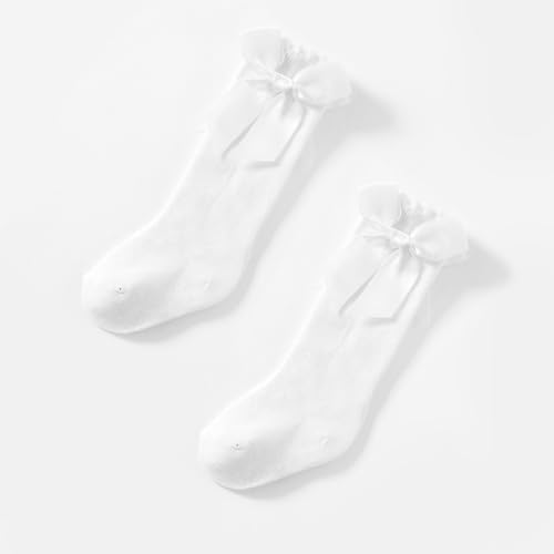 Baby Girl Knee High Socks Toddler Long Socks Ruffle Bow Socks Tube Stockings Infant Bow Dress Socks for Girls3