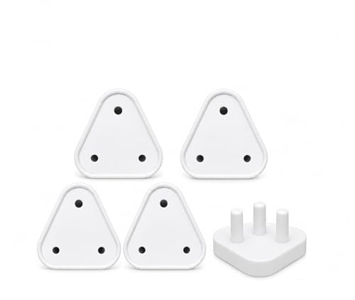Image of Safe-O-Kid Baby Safety Socket Covers (Set of 5) 4 Standard & 1 Power Plug Covers for Baby Proofing Electrical Outlets | Child Proof Electric Socket Protector & Dummy Plug Guards for Kids - White