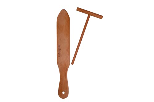 Artul Crepe Spreader Stick [ 3,5in Spreader Stick,14in Spatula ] Spatula Turner-Natural Handmade Crape Makers-Crepe Set Kit Tools Pancake Maker-Best Gift for Crepe Lovers (Set of 2)