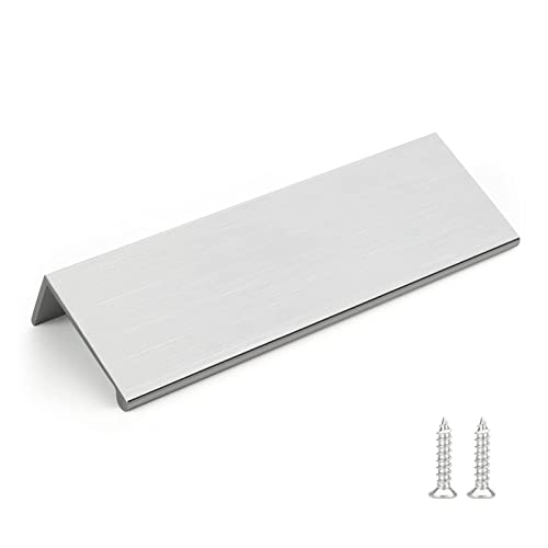 Image of Rergy 30 Pack 3-3 /4 inch Cabinet Pulls Brushed Nickel Finger Pulls for Cabinets | Aluminum Alloy Silvery Edge Pulls Modern Cabinet Handles for Kitchen, Cupboard, Drawers, Dressers, Screws Included