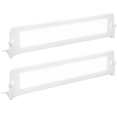 Image of BABY JOY Double Sided Bed Rail Guard, 2 Pack, Extra Long, Swing Down for Convertible Crib, Folding Baby Safety Bedrail for Kids Twin Full Size Queen King Mattress, Rails for Toddlers (White, 71 inch)