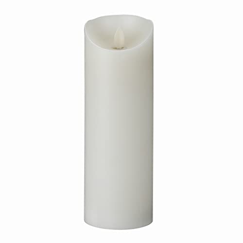 Image of Fire Tek 3 x 8.7 Inch Flameless Pillar Candle, 1 Programable LED Pillar Candle - Dancing Flame, For Home, Weddings, And Parties, White Real Wax Battery Pillar Candle, Remote Sold Separately,