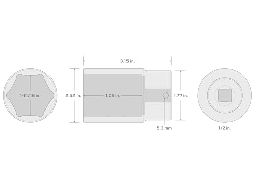 Image of TEKTON 1 /2 Inch Drive x 1-11 /16 Inch Deep 6-Point Impact Socket | SID23043