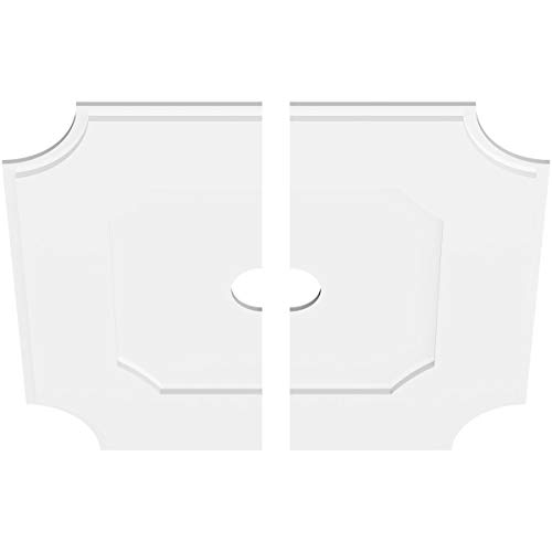 Image of Ekena Millwork CMP32LE2-04000 Locke Architectural Grade PVC Contemporary, Two Piece Urethane Ceiling Medallions 32 inchOD x 4 inchID x 19 inchC x 1 inchP