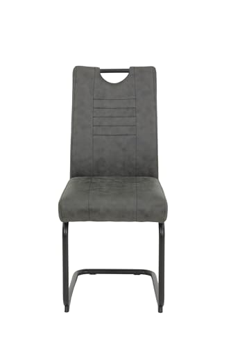 Chaises de salle à manger en microfibre anthracite Jupiter de prestige - 4