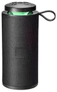 مكبر صوت بلوتوث محمول GT-112 مع ميكروفون لاسلكي قابل لإعادة الشحن للأماكن الخارجية ومكبر تي اف وام بي 3 وميكروفون مدمج أسود