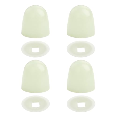 INJOYTEC 4Packs Plastic Round Push On Toilet Bowl Caps Fit for All Toilet Bolts Specs, Universal Bolt Caps Toilets Floor Bolt Covers, Glow-in-the-Dark Decorative Toilets Bolts Cap Set with Washers
