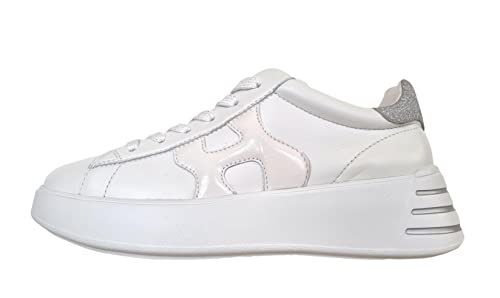 Hogan Rebel H564 HXW5640DN61QYQ0351 Sneaker für Damen, Weiß und Silber, Weiß Silber, 38.5 EU